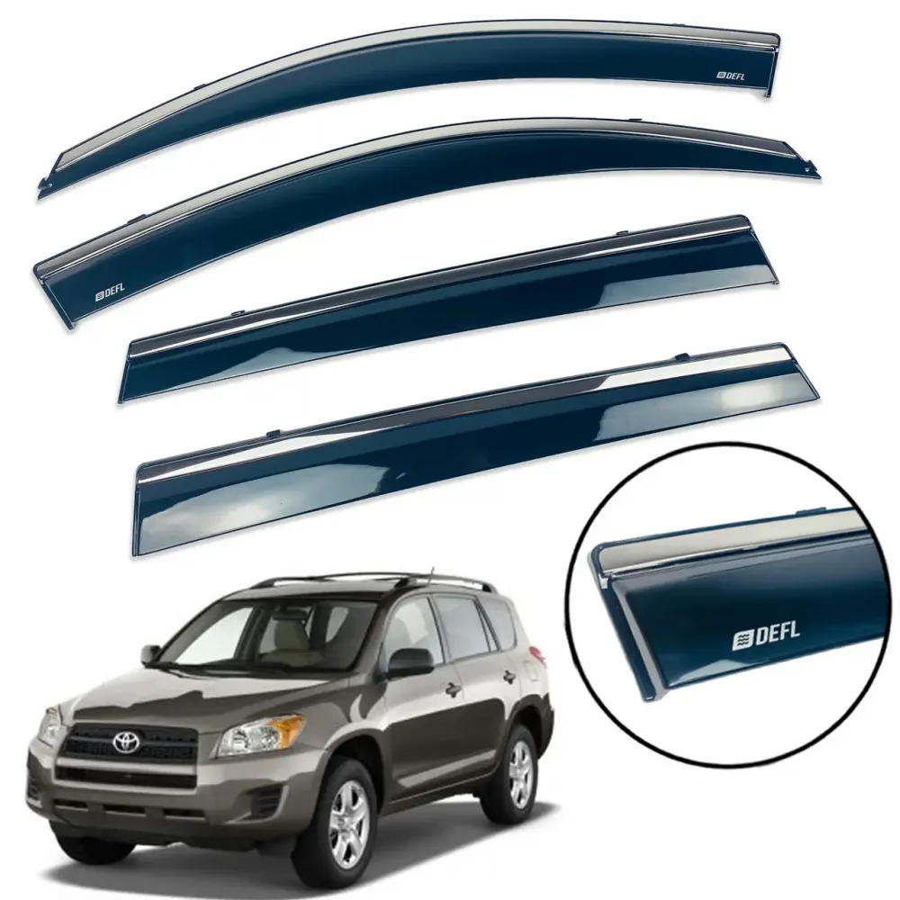 Дефлектори вікон (вітровики) для Toyota RAV-4 2006-2013 з нерж.хром полоскою (DEFL)