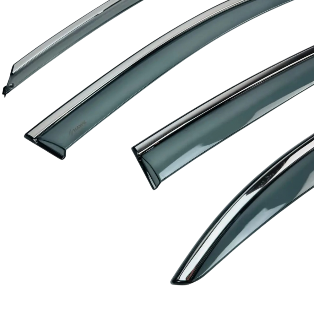 Дефлекторы окон (ветровики) для Volkswagen Jetta 2019- Sedan  c нерж. хром полоской (HAWK)