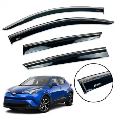 Дефлекторы окон (ветровики) для Toyota C-HR 2016+ 5D c нерж. хром полоской (DEFL)