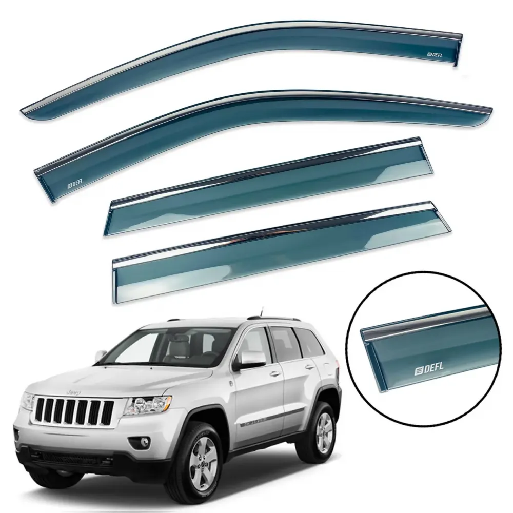 Дефлекторы окон (ветровики) для Jeep Grand Cherokee 2011+ нерж. с хром полоской (DEFL)