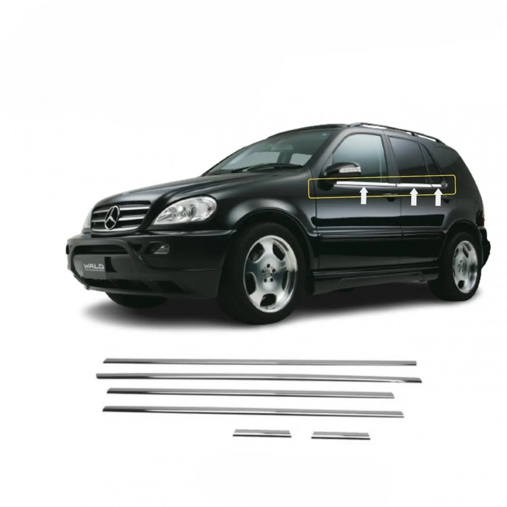 Окантовка вікон для Mercedes ML W163 (Хром-нерж, 6шт) TAN24