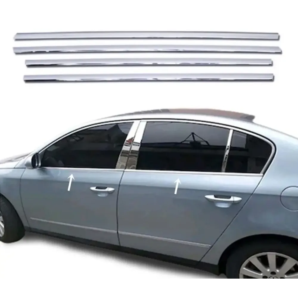 Окантовка вікон для Volkswagen Passat B6 2005-2012 (Хром-нерж, 4шт) TAN24