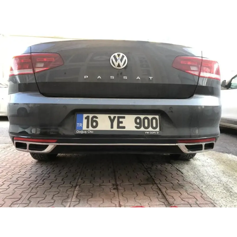 Накладки на глушитель Q2 для Volkswagen Passat B8,5 2019+ (Хром-нерж, 3шт) TAN24