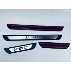 Накладки на пороги для Dacia Sandero (хром-пласт) TAN24