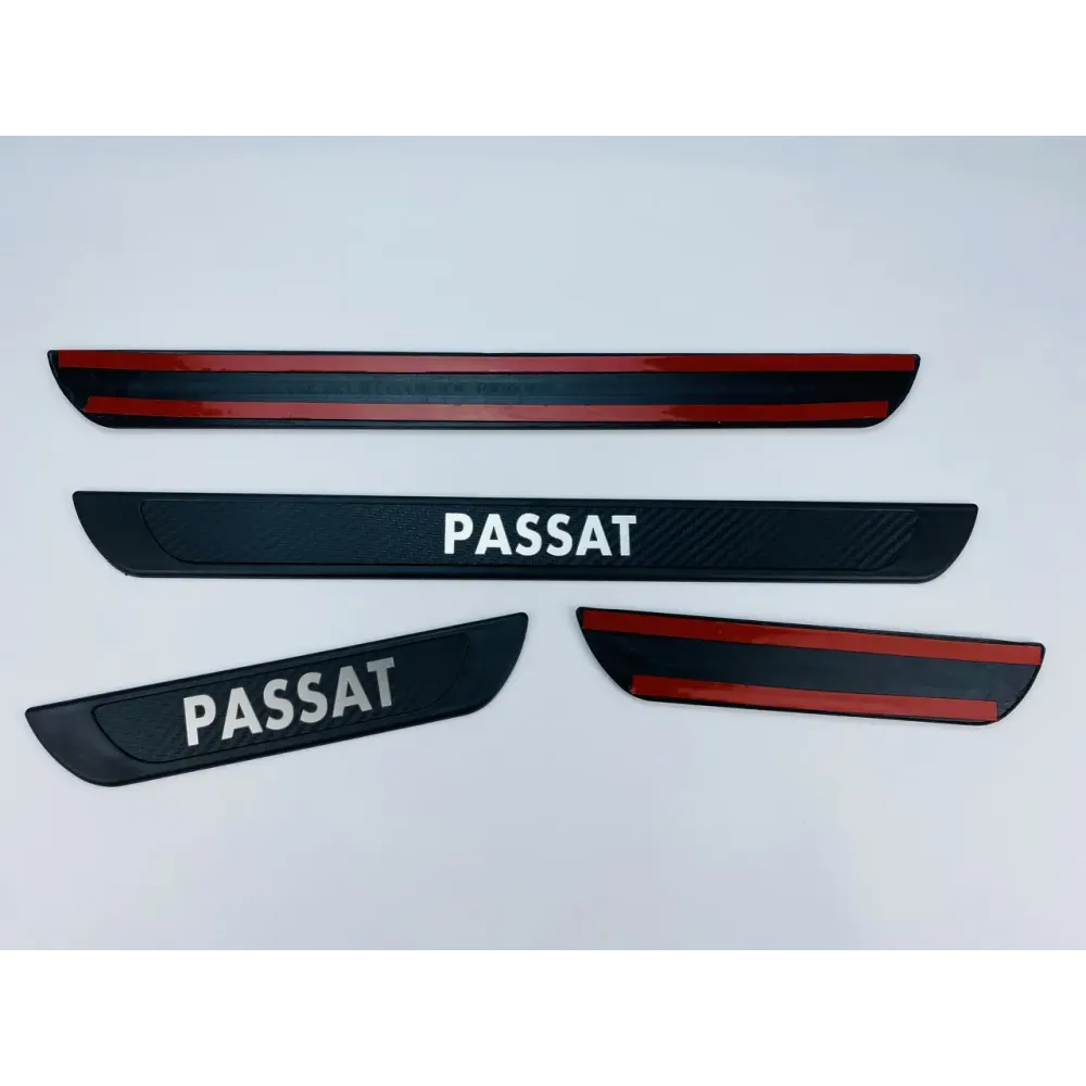 Накладки на пороги VW Passat (чорний хром-карбон) (TAN24)