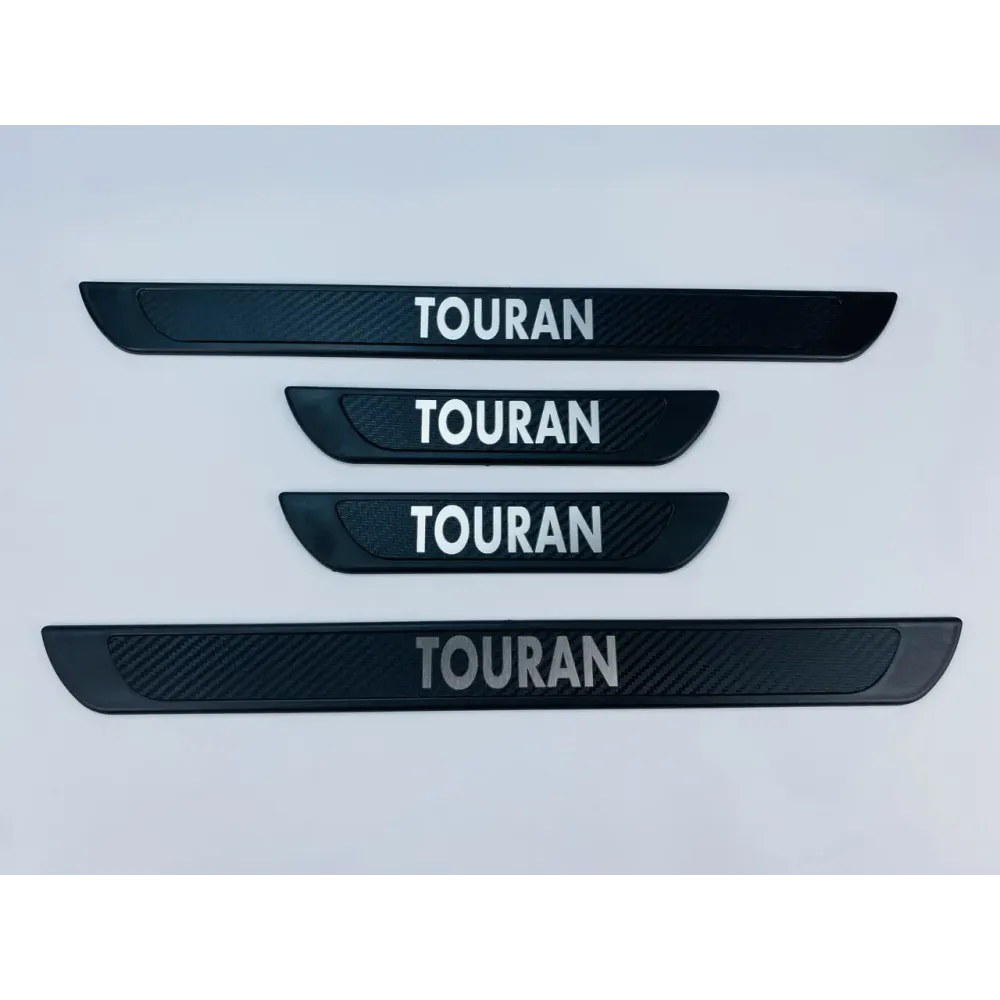 Накладки на пороги VW Touran 2003-2024 (чорний хром-карбон)