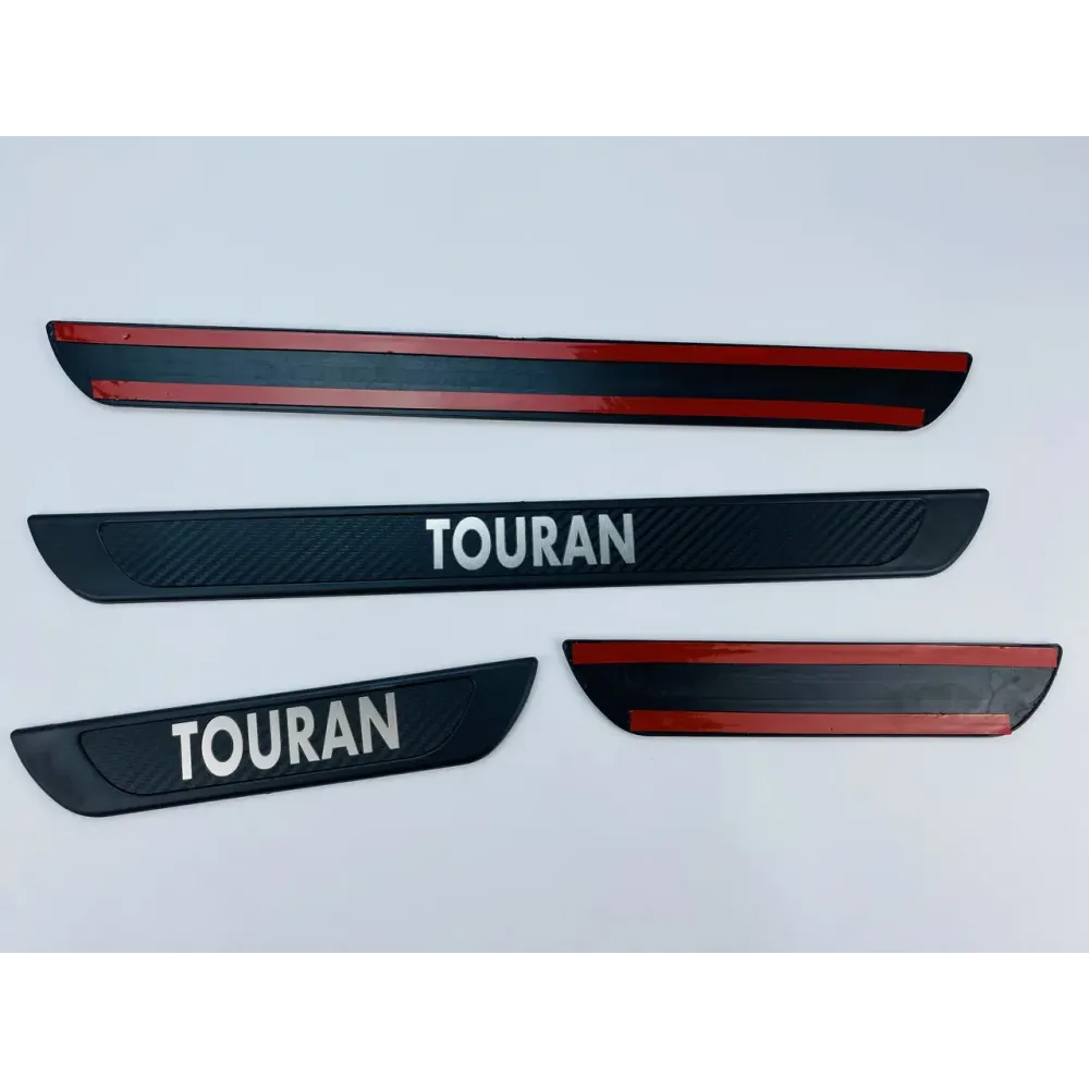 Накладки на пороги VW Touran 2003-2024 (чорний хром-карбон)