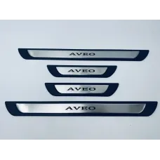 Накладки на пороги для Chevrolet Aveo (хром-пласт) TAN24