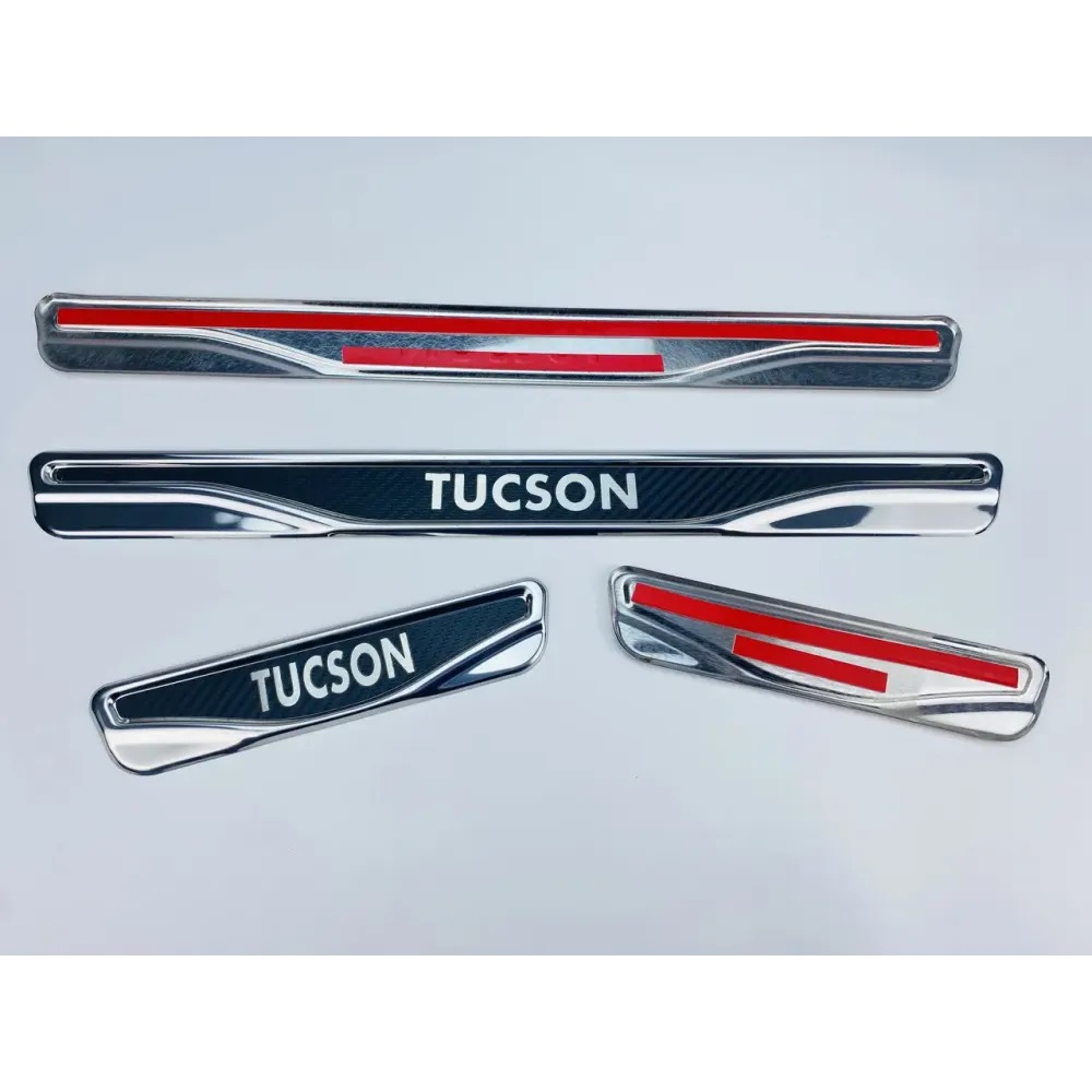 Накладки на пороги для Hyundai Tucson (хром-карбон, 4шт) TAN24