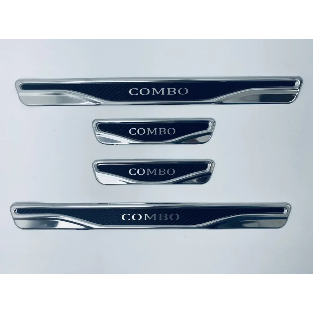 Накладки на пороги для Opel Combo (хром-карбон, 4шт) TAN24