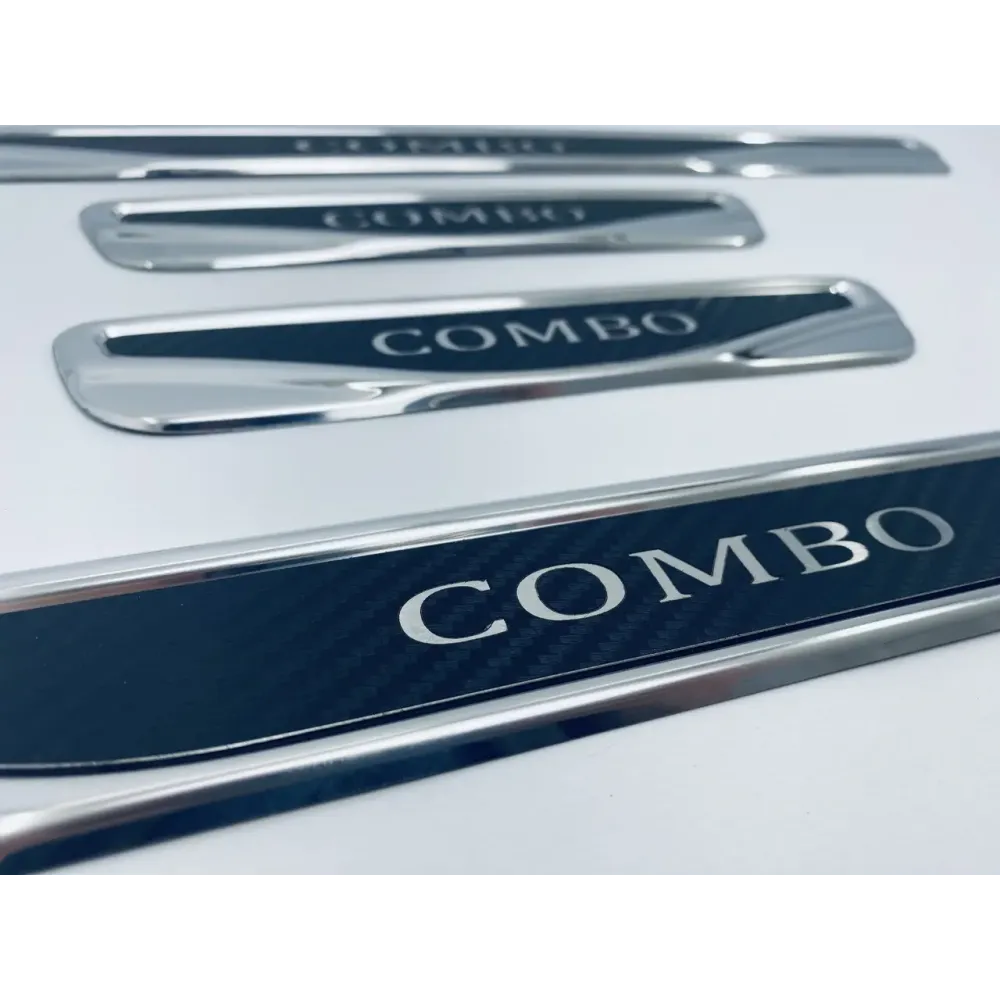 Накладки на пороги для Opel Combo (хром-карбон, 4шт) TAN24