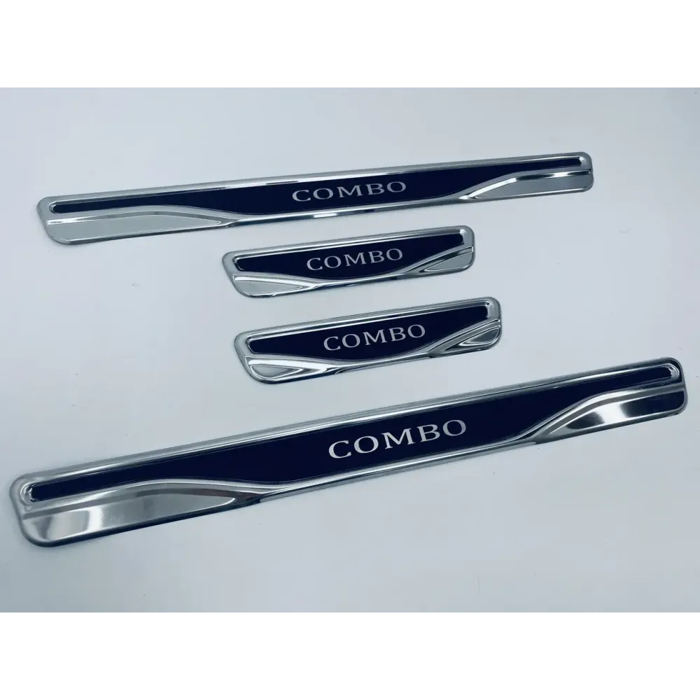 Накладки на пороги для Opel Combo (хром-карбон, 4шт) TAN24