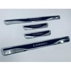 Накладки на пороги для Opel Combo (хром-карбон, 4шт) TAN24