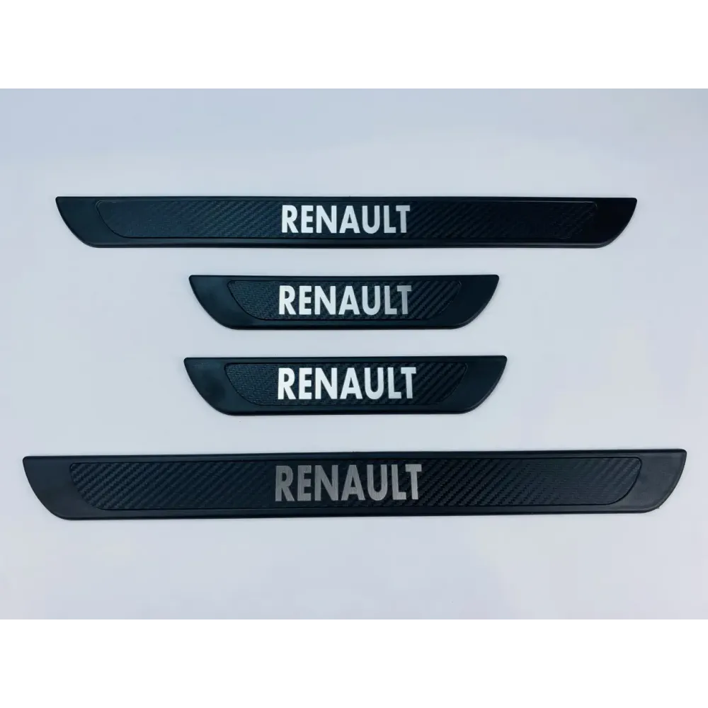 Накладки на пороги Renault (черный хром-карбон) (TAN24)