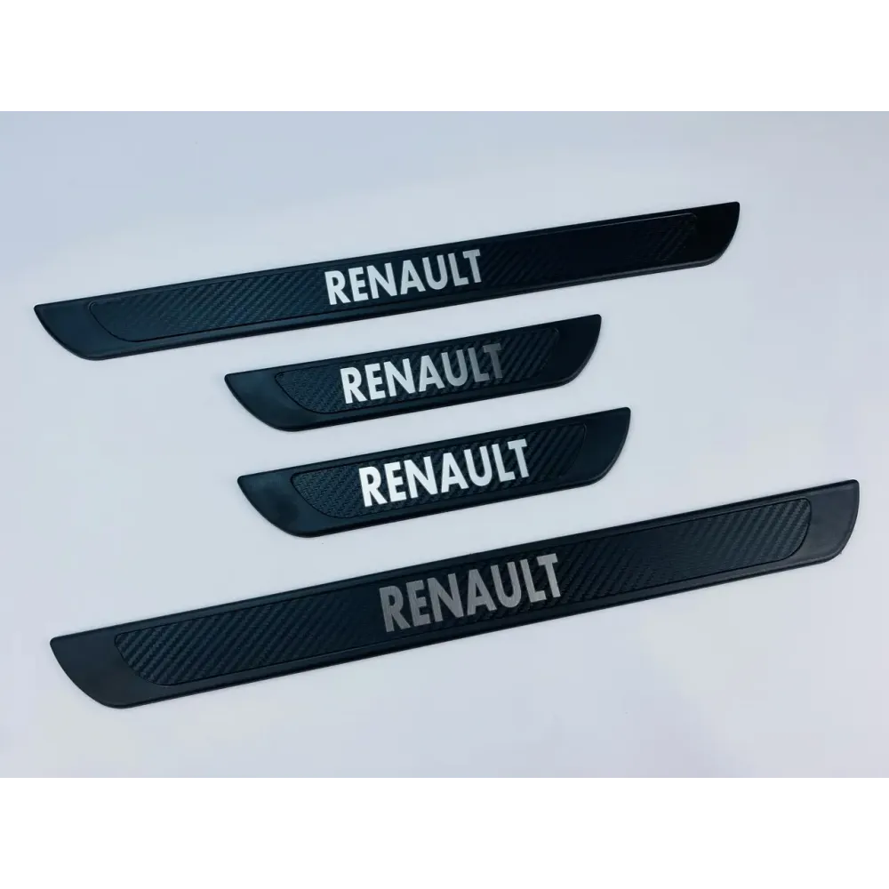 Накладки на пороги Renault (черный хром-карбон) (TAN24)