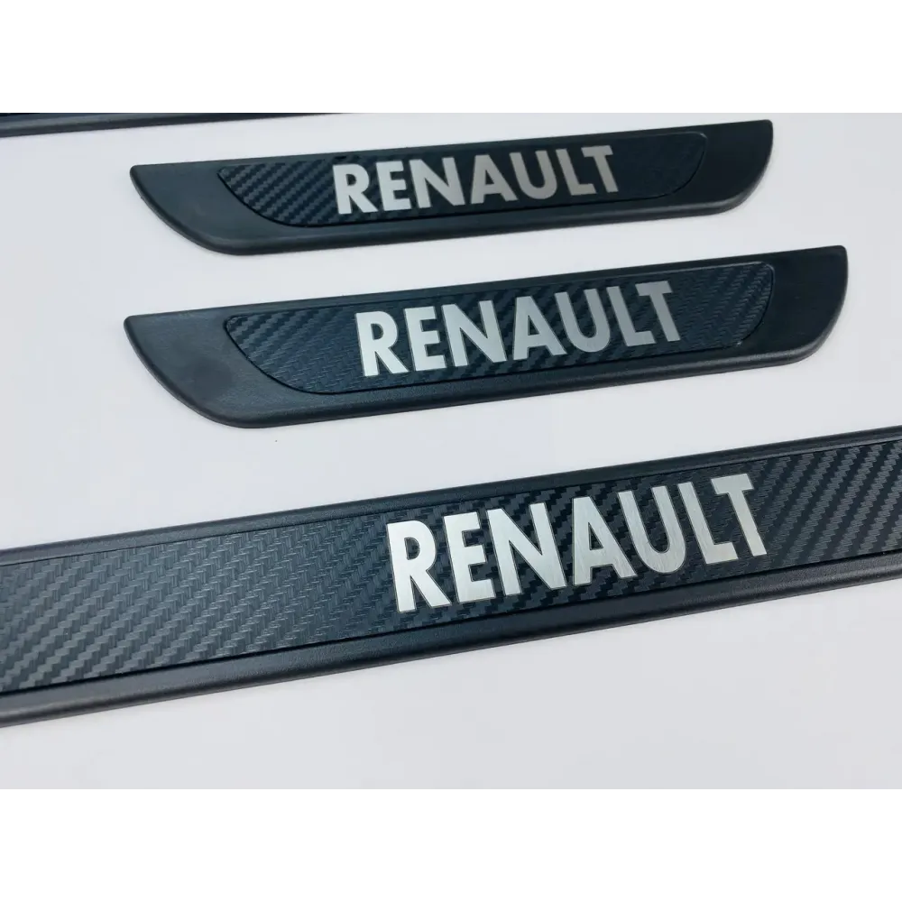 Накладки на пороги Renault (черный хром-карбон) (TAN24)