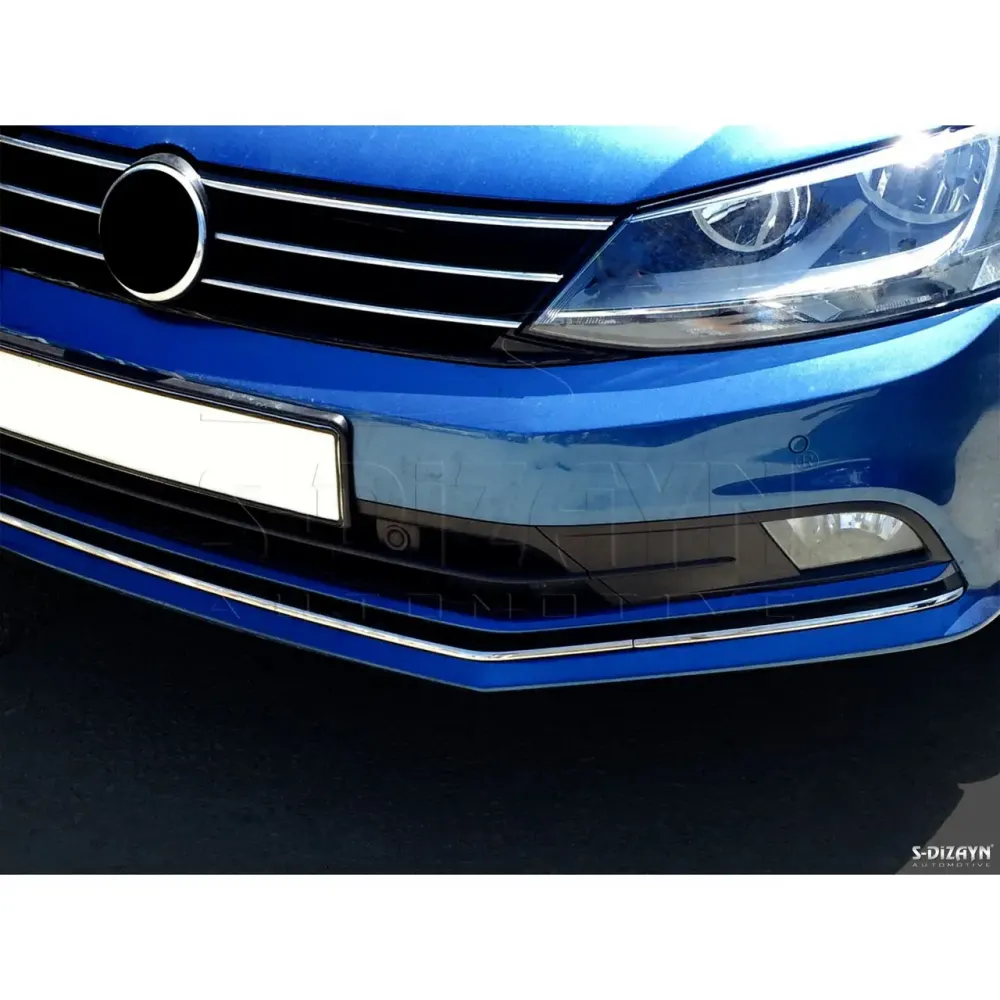 Накладки на решітку бампера для Volkswagen Jetta 2014+ (Хром-нерж, 3шт) TAN24