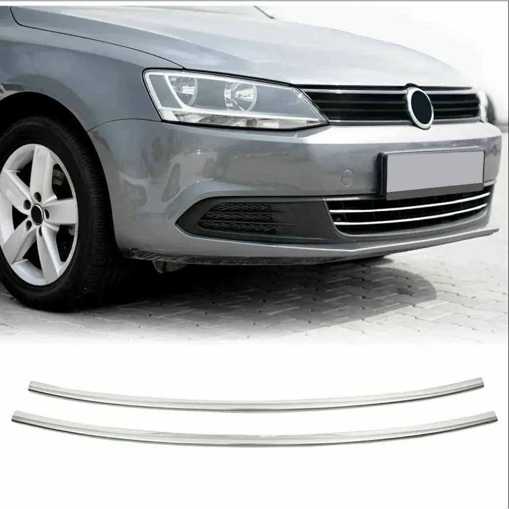Накладки на решітку бампера для Volkswagen Jetta 2011- 2014 (Хром-нерж, 2шт) TAN24