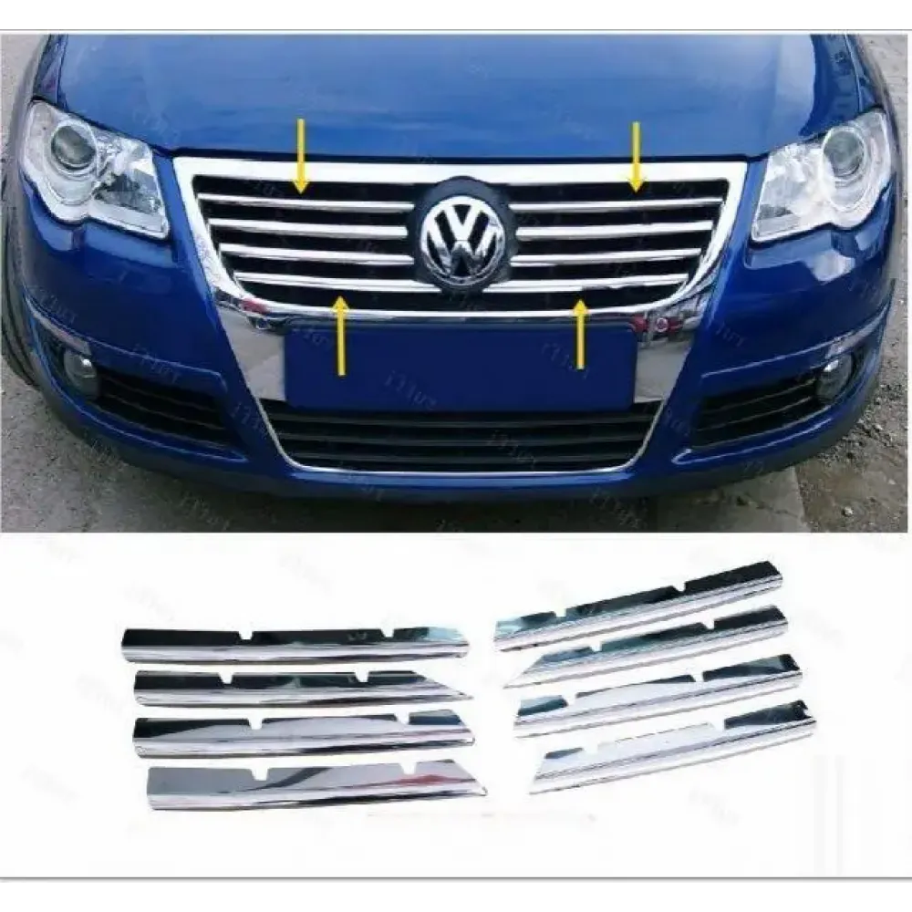 Накладки на решітку для Volkswagen Passat B6 2005-2011 (Хром-нерж, 8шт) TAN24