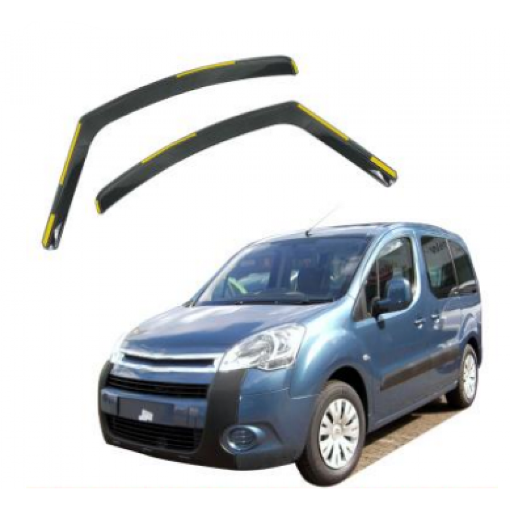 Дефлектори вікон (вітровики) Citroen Berlingo/ Partner 2008-2018 вставні (HAWK)