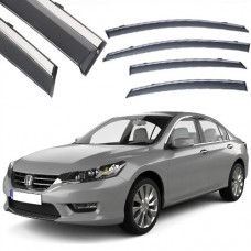 Дефлектори вікон (вітровики)  Honda Accord 2012-2017 нерж. з хром полоскою (HAWK)