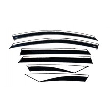 Дефлекторы окон (ветровики) Hyundai Tucson Long Wheel 6pcs 2021+ нерж. с хром полоской (HAWK)