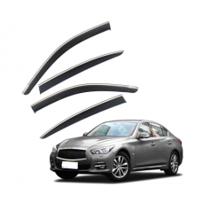 Дефлектори вікон (вітровики) Infiniti Q50 / Q50s 2016-2022 нерж. з хром полоскою (HAWK)