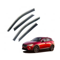 Дефлектори вікон (вітровики) Mazda CX-3 2016+ нерж. з хром полоскою (HAWK)