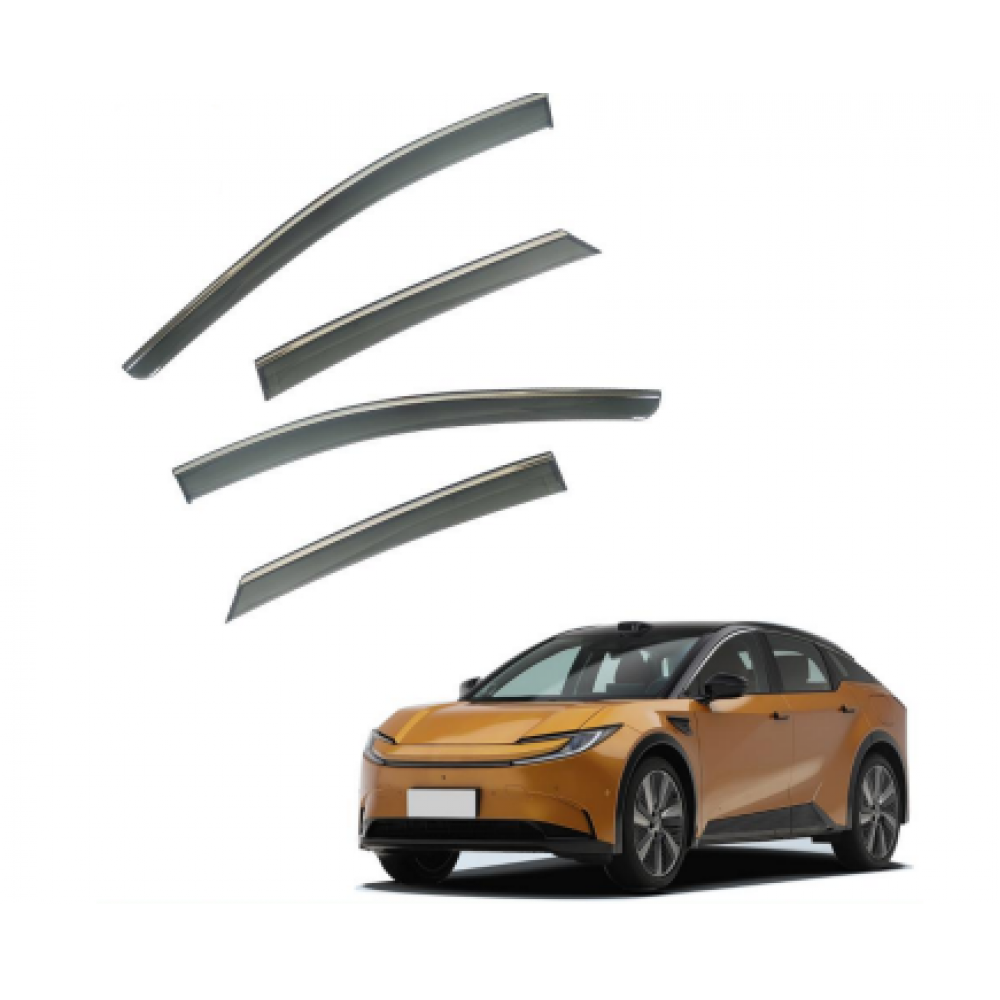 Дефлекторы окон (ветровики) Toyota Bz5 2025 нерж. с хром полоской (HAWK)