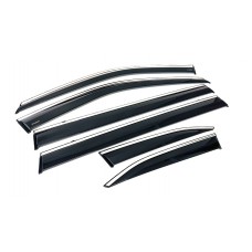 Дефлектори вікон (вітровики) Toyota Highlander / Kluger 6pcs 2020+ нерж. з хром полоскою (HAWK)