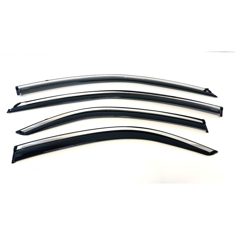 Дефлектори вікон (вітровики) Toyota Camry 2001-2005 нерж. з хром полоскою (HAWK)