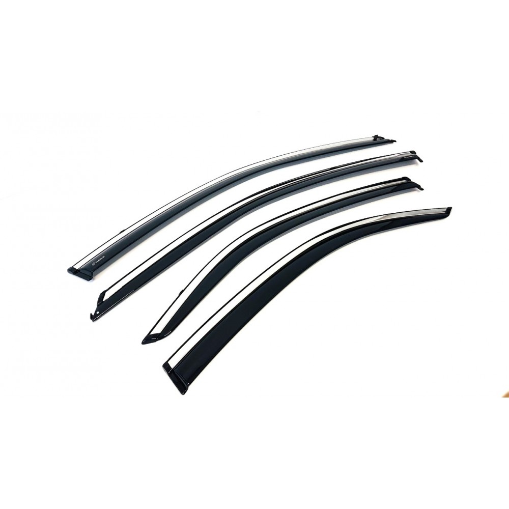 Дефлектори вікон (вітровики) Toyota Camry 2001-2005 нерж. з хром полоскою (HAWK)