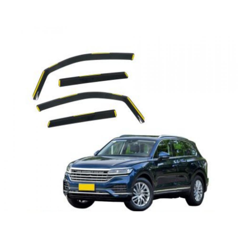 Дефлектори вікон (вітровики) Volkswagen Touareg 2018 вставні (HAWK)