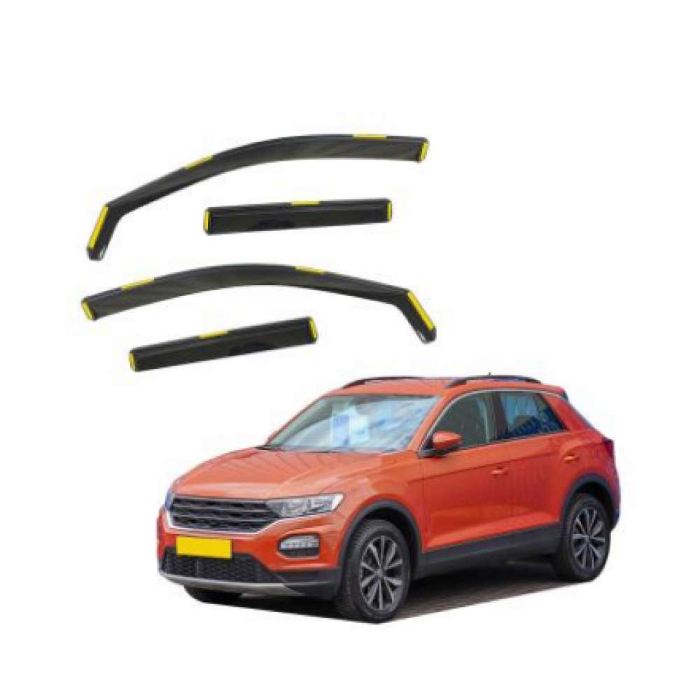 Дефлектори вікон (вітровики) Volkswagen T-Roc 2017 вставні (HAWK)